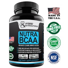 Nutra BCAAs Amino Acids, 3000mg – BCAA Pre Workout without Ceatine, Non-GMO
