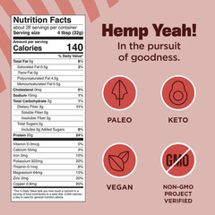 Hemp Yeah Organic Max Protein Powder, Unsweetened, 32Oz, with 20G Protein and 4.
