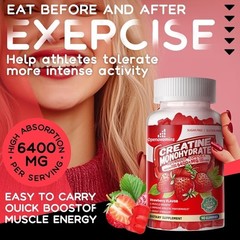 Creatine Monohydrate Gummies Complex, 90 Strawberry Gummies, Exp 11/26