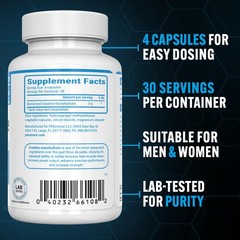 Pure Creapure Creatine Monohydrate Capsules 120 Count Athletic Performance Boost