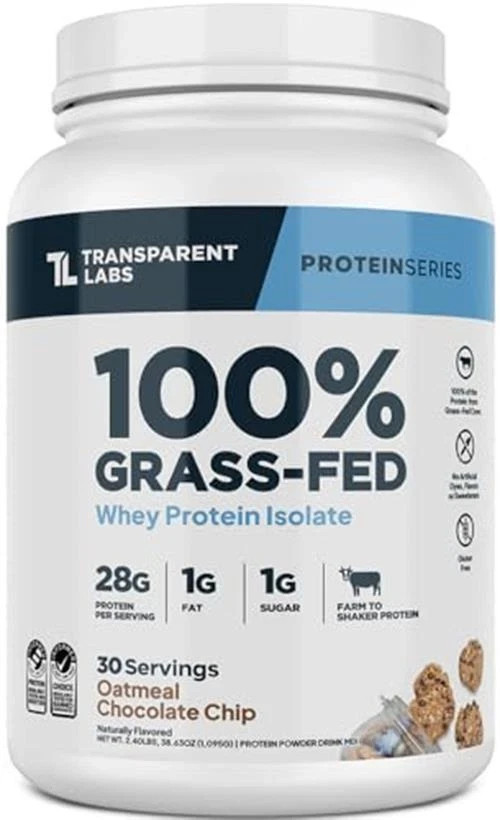 Transparent Labs Grass Fed Whey Protein Isolate 30 Servings Oatmeal Chocolate