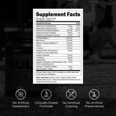 Transparent Labs Bulk Black Pre Workout 30 Servings Energy Strength Focus Pump