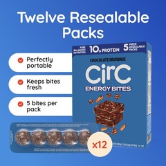 CirC Energy Bites – 12 Pack Chocolate Brownie Gluten Free Protein Balls – 10g Pr