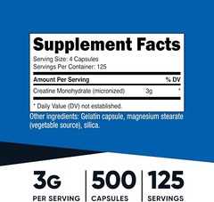 3,000mg Micronized Creatine Monohydrate in 500 Capsules – GMP Certified Quality