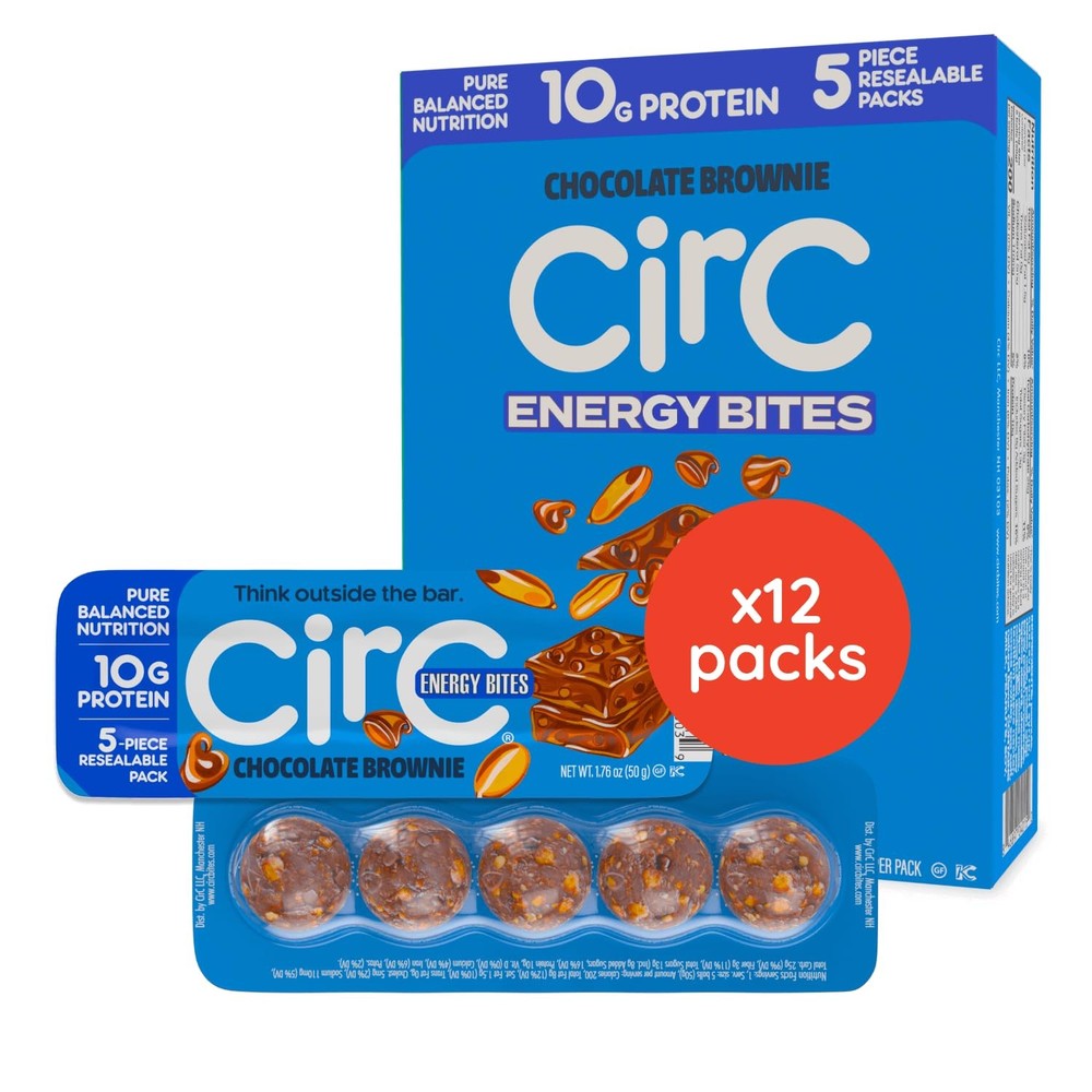 CirC Energy Bites – 12 Pack Chocolate Brownie Gluten Free Protein Balls – 10g Pr