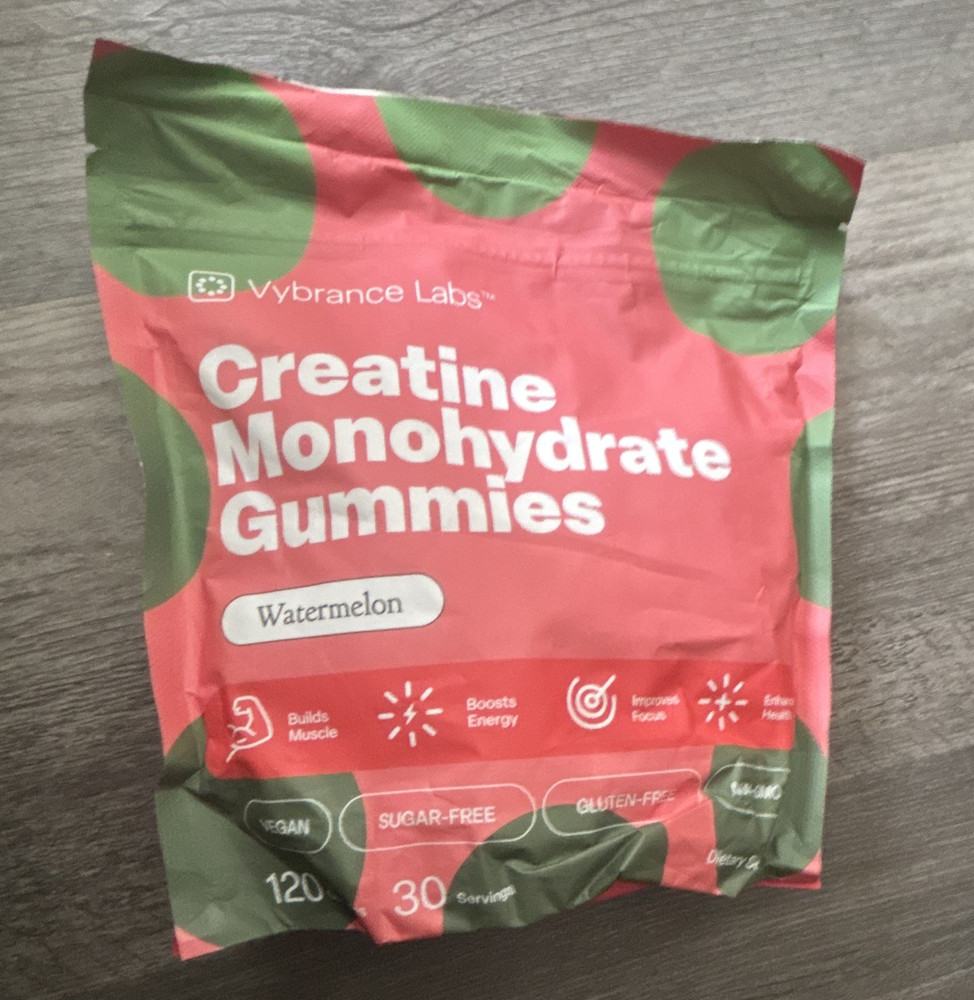 Vybrance Labs Creatine Monohydrate Gummies Watermelon 120ct 30 Serv Vegan