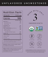 Truvani Organic Unflavored Plant Protein Powder, 19.75 Ounce Container
