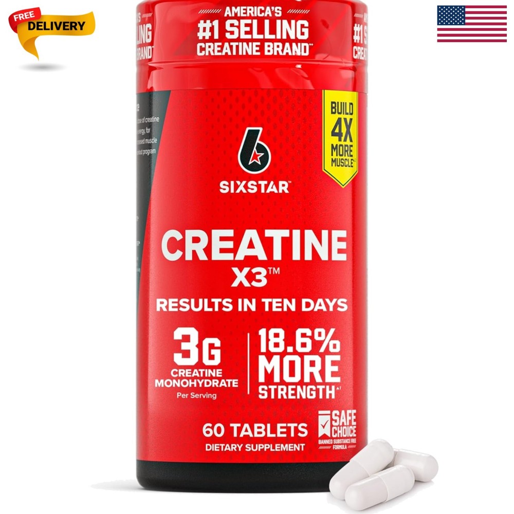 High-Potency Creatine X3 Capsules – 60 Gluten-Free Caplets for Athletes