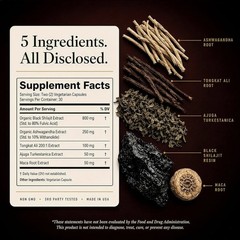 5-in-1 Highest Potency Organic Black Shilajit Male Enhancing Supplement – 60 Cap