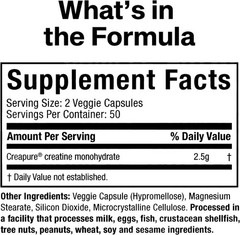 Platinum Creapure Creatine Monohydrate Capsules – 100 Veggie Pills for Strength