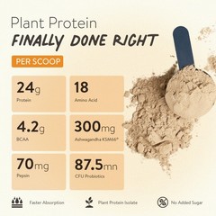 Happy Cultures 24g Plant Protein – Alphonso Mango, Almond, Ashwagandha, Vegan