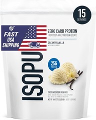 100% Pure Whey Isolate Protein Powder Zero Carb Lactose Free Creamy Vanilla 1 Lb