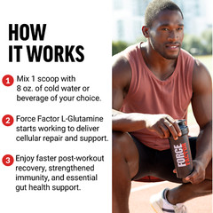 FORCE FACTOR L-Glutamine Powder 5000mg for Post Workout & Muscle Recovery