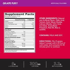 Pre Workout Powder – 8g L-Citrulline, 3.2g Beta-Alanine, Energy Boost, Grape Fur