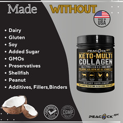 4 pack Keto Collagen Powder 5 Type Bone Broth Hyaluronic Acid MCT Vitamin DK