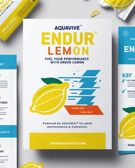 AquaVIVE™ ENDUR™ Lemon Electrolyte Powder Drink Mix Magnesium Glycinate 30 Packs