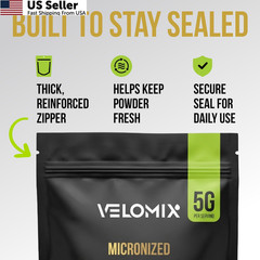 VELOMIX 100% Pure Creatine Monohydrate Powder 5g 60 Servings Micronized FROM USA