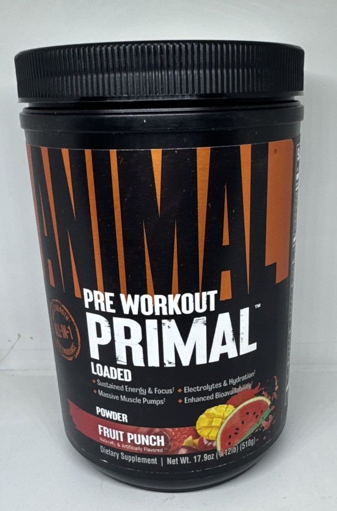 Animal Primal Pre Workout Primal Powder Flavored Fruit Punch 510g Exp 12/2027-US