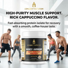 Conquest Whey Armor 100% Whey Isolate Protein Cappuccino 1lb Muscle Recovery