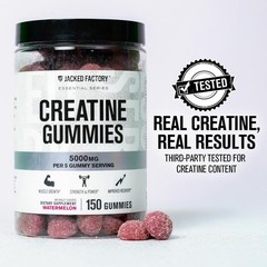 Jacked Factory Creatine Gummies 5g Daily Dose Watermelon 150 Vegan Gummies