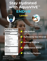 AquaVIVE™ ENDUR™ Lemon Electrolyte Powder Drink Mix Magnesium Glycinate 16 Packs