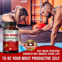 Panax Ginseng with Ashwagandha, Male Muscle Strength Mood Supplement, 60 Caps