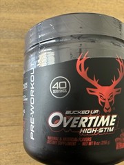 BUCKED UP OVERTIME HIGH STIM CHERRY CANDY PRE-WORKOUT 40 SERVINGS RARE NEW