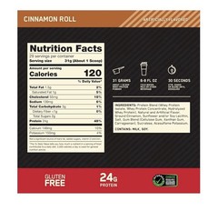 Optimum Nutrition Whey Protein Cinnamon Roll 31.7oz 29 Servings 24g Protein