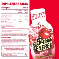 5-hour ENERGY CHERRY Flavor, 20 Count, 1.93 Fl Oz 20 Bottles – Single Flavor