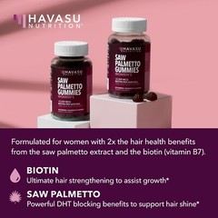 Saw Palmetto for Women + 2500 mcg Biotin Gummies DHT Blocker & Biotin Gummies 60