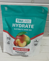 TruLabs Hydrate Peach Mango Sugar Free Electrolyte Drink Mix Packets 16 Count