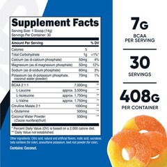 Nutricost BCAA+ Hydration Powder (Peach Rings) 30 Servings