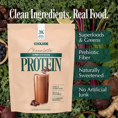 Coolside Superfood Vegan Protein Powder Chocolate 20g Plant Based 15 Servings