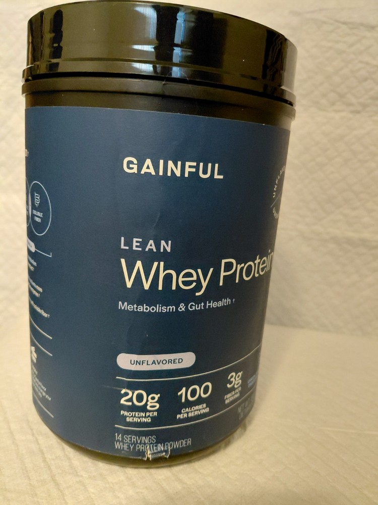Gainful Lean Whey Protein Powder Unflavored Unsweetened 20g Gluten-Free 13.8oz