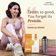 Happy Cultures 24g Plant Protein – Alphonso Mango, Almond, Ashwagandha, Vegan