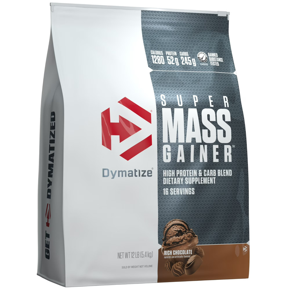 Dymatize Super Mass Gainer, High Protein & Carb Blend, Rich Chocolate, 12 Lb