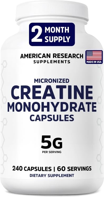Creatine Monohydrate 5G Capsules 60 Servings Micronized