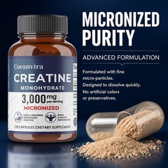 Coeanvira Micronized Creatine Monohydrate Easily Absorbed Muscle 120 Capsules