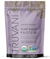 Truvani Organic Unflavored Plant Protein Powder, 19.75 Ounce Container