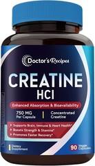 Creatine Hcl Capsules, 750 Mg, Creatine Hydrochloride for Women & Men, Strength
