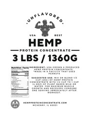 WHOLESALE Hemp Protein Concentrate, Premium USA Grown, UNFLAVORED