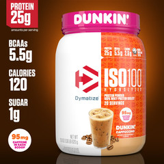 Dymatize ISO100 Hydrolyzed Whey Isolate Protein Powder, Dunkin’ Cappucccino