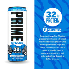 PRIME Shakes, Cookies & Cream, 32g Protein Shake for 11 Fl Oz (Pack of 12)