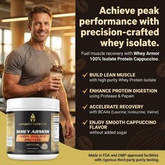 Conquest Whey Armor 100% Whey Isolate Protein Cappuccino 1lb Muscle Recovery