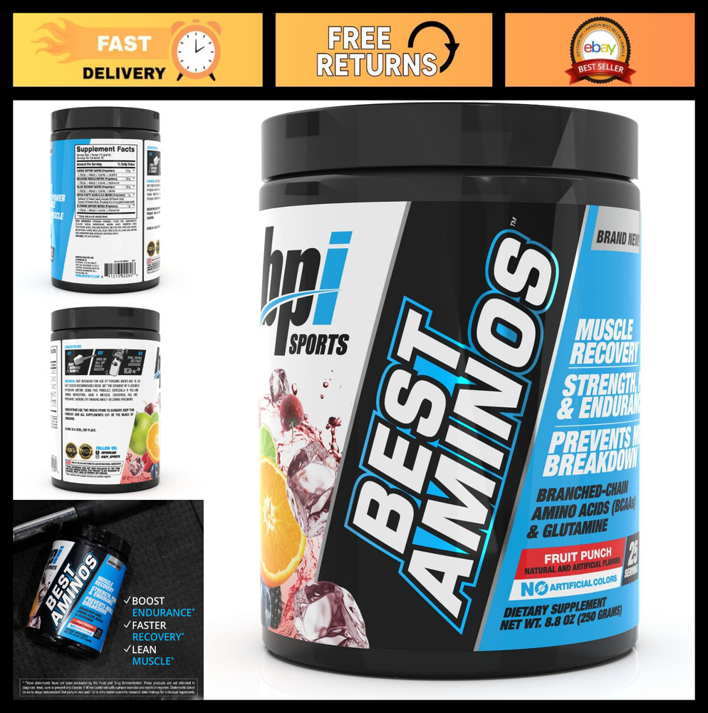 BCAA Amino Acid Powder for Post Workout Recovery & Hydration – Fruit Punch, 125