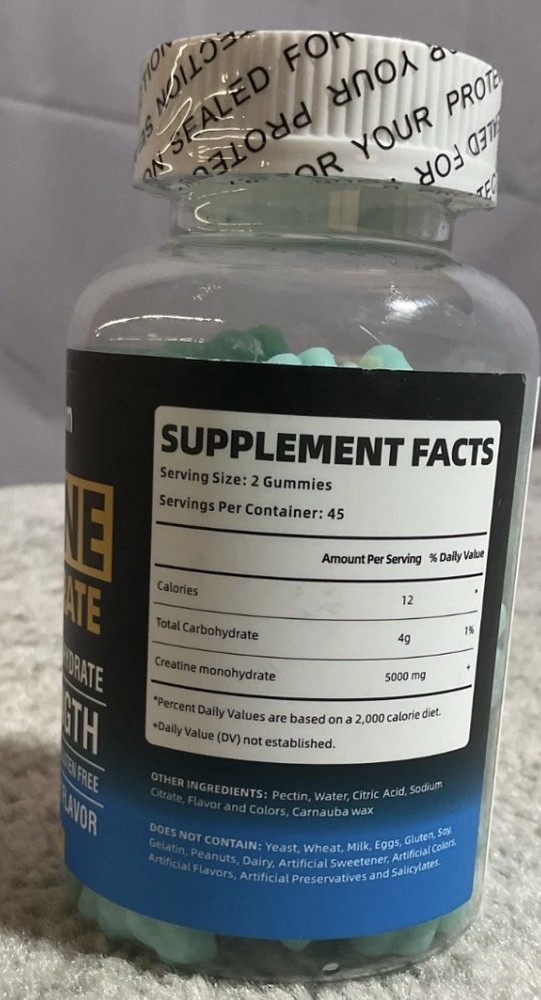 Happyummmm Creatine Monohydrate 5000MG 90 Gummies Blueberry Flavor Exp. 10/26