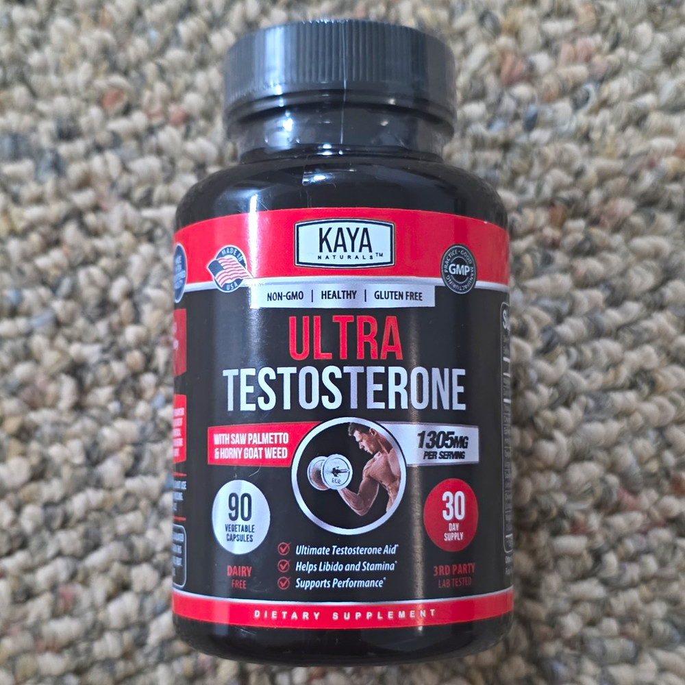 Kaya Naturals Ultra Testosterone Boost 90 Capsules 1305mg Non-GMO Exp 12/2028