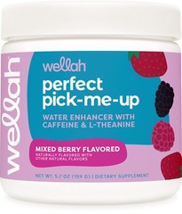 Wellah Perfect Pick-Me-Up (Mixed Berry) 30 Servings – Energy Boost Drink Mix