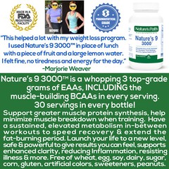 Nature’s 9 3000 Essential Amino Branch Chain Acids EAA 90 Tablets Natural Energy