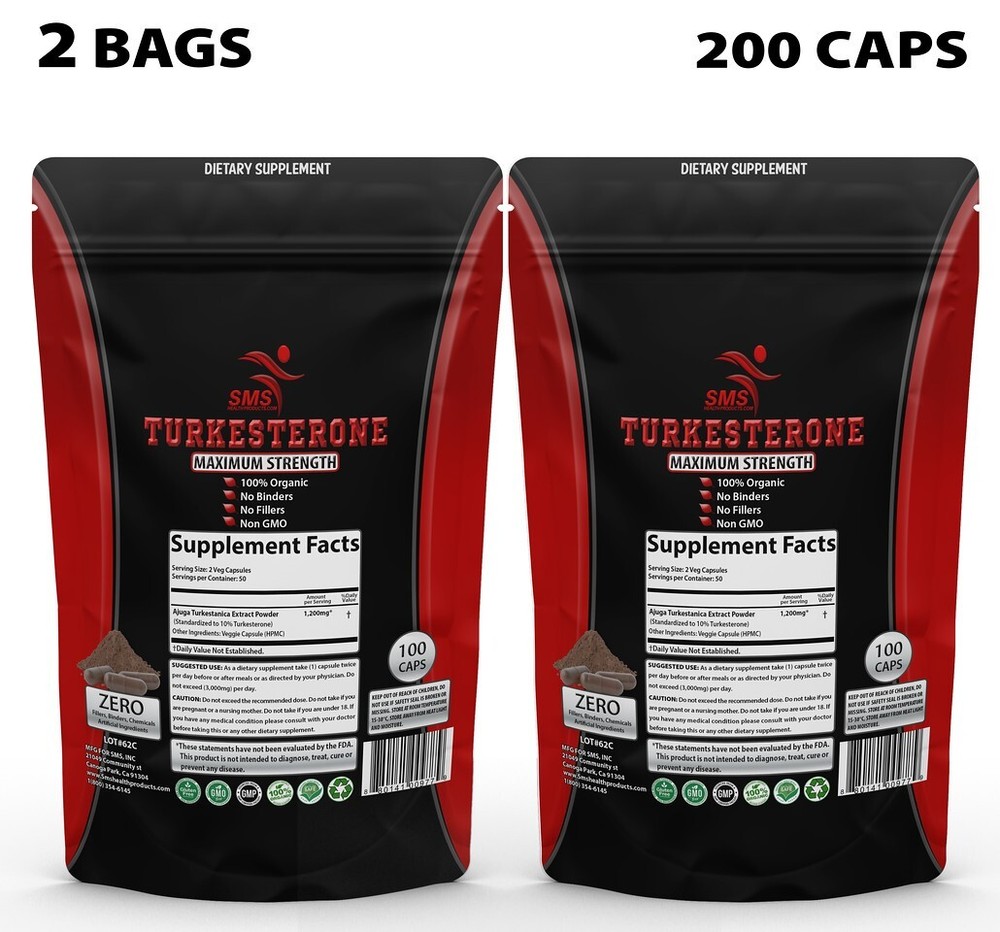 AJUGA TURKESTANICA 10%TURKESTERONE High Potency Extract 200 Capsules